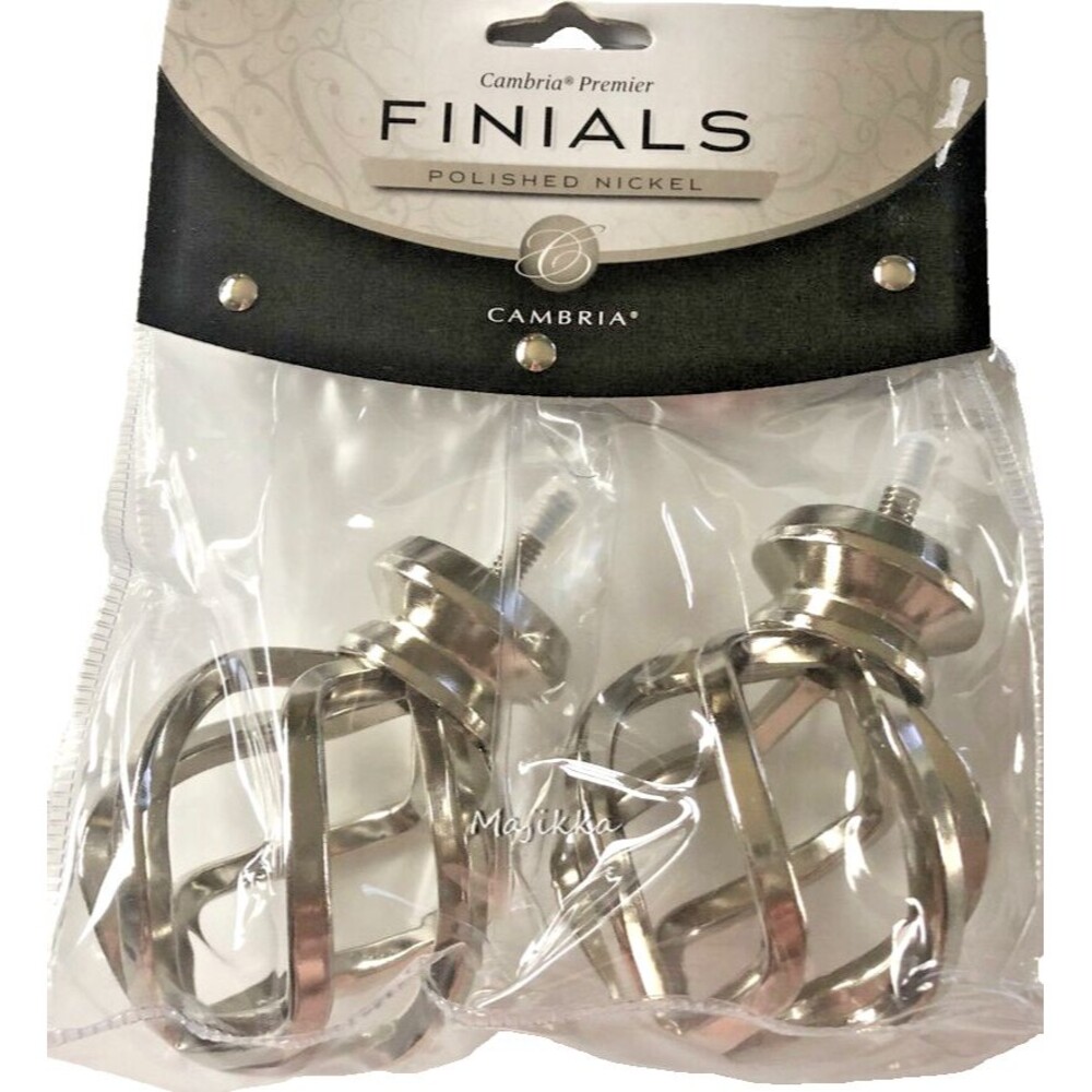 Cambria Premier Finials Set of 2 Birdcage Polished Nickel 4" Long